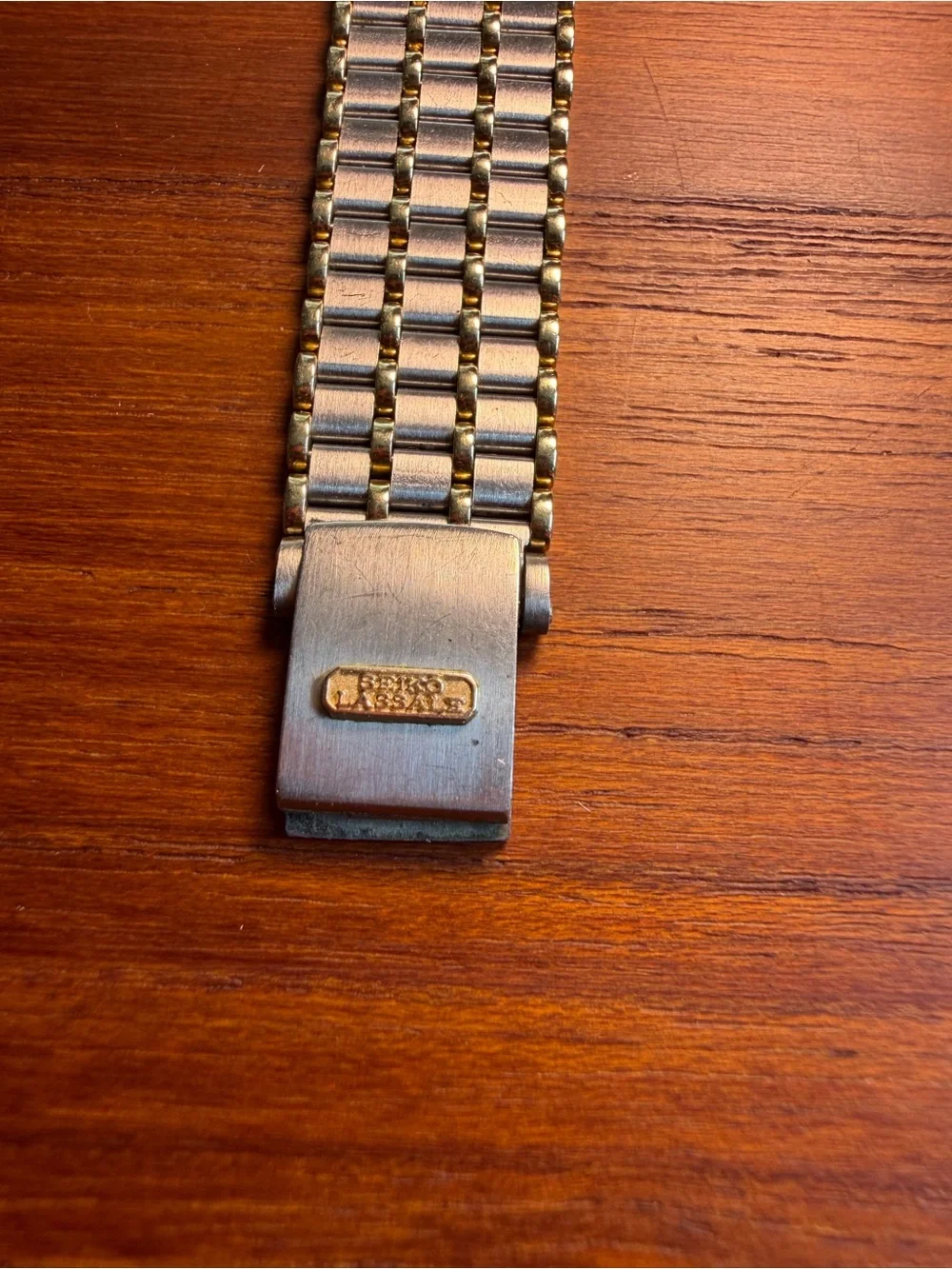 Vintage Seiko LaSalle 8420-6509 14K Gold Bezel Two Tone Quartz Watch
